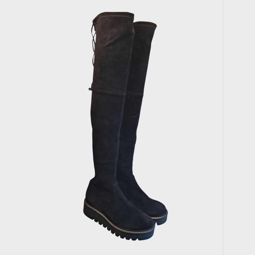 Stuart Weitzman NWOB Chalet Lug City Suede Over The Knee Boot Black Size 7 B - Picture 2 of 9